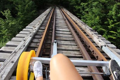 Low section of man on railroad track