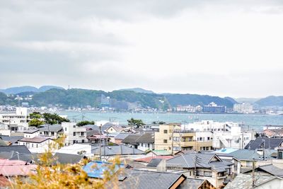 High angle view of townscape against sky