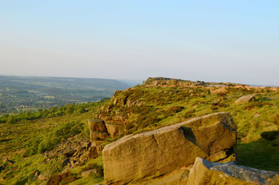 Scenic view of landscape against clear sky