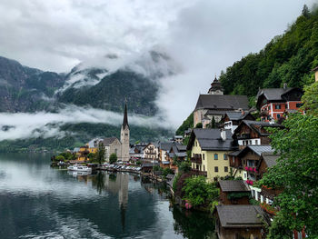 Panoramic view of buildings and houses against sky