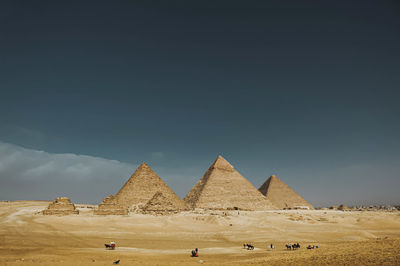 Scenic view of desert against clear blue sky