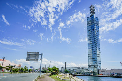 Low angle view of skyscrapers against sky