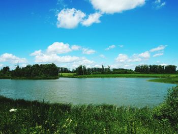 Scenic view of lake against sky