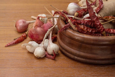 Close-up of meat on table