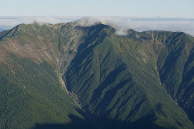 High angle view of mountain range against sky