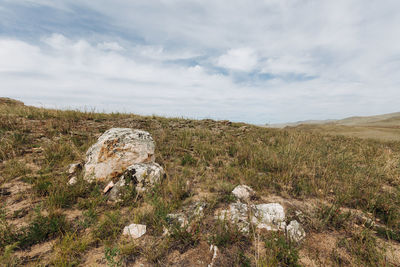 Scenic view of land against sky