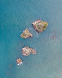 High angle view of boats in sea