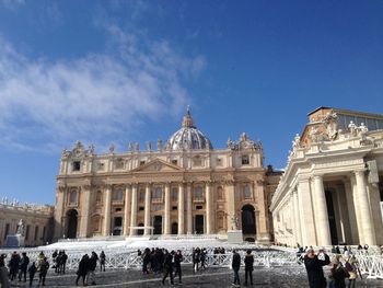 Rome under the snow, facade of the papal basilica of st. peter in the vatican