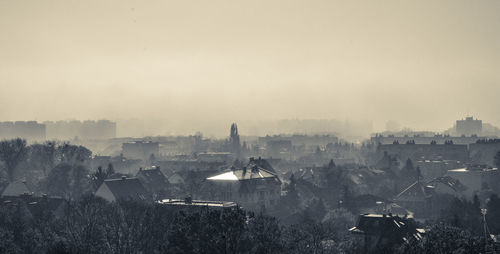 High angle view of cityscape during winter