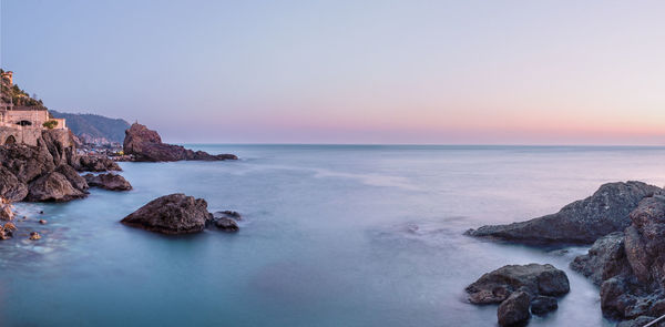 Scenic view of sea against clear sky