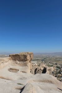 Scenic view of landscape against clear blue sky