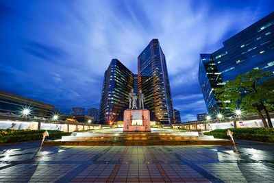 Illuminated city at night