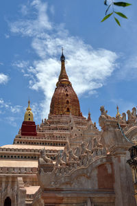 Low angle view of temple building against sky