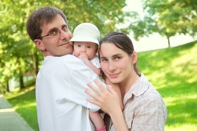 Portrait of father and son