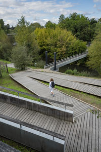 Railroad track against sky