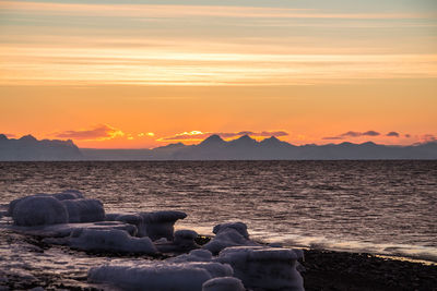 Scenic view of sea against sky during sunset