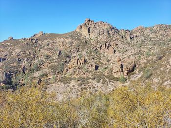 Scenic view of mountains against clear sky