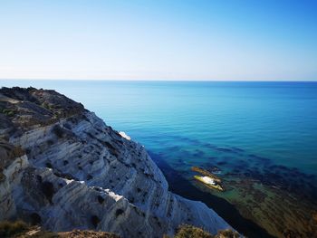 Scenic view of sea against clear sky