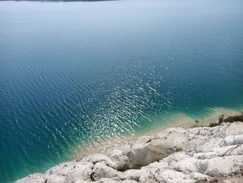 High angle view of rocks on beach