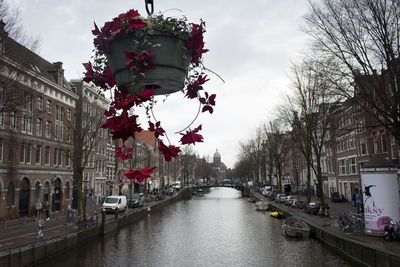 Canal amidst buildings in city against sky