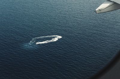 High angle view of boat in sea