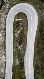 High angle view of road amidst trees