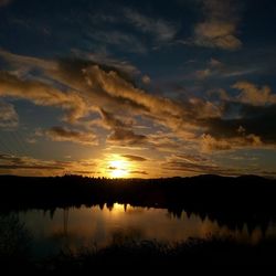 Scenic view of lake at sunset