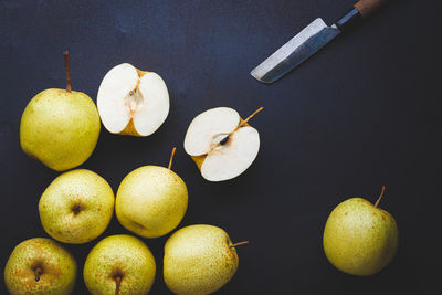 High angle view of fruits on table
