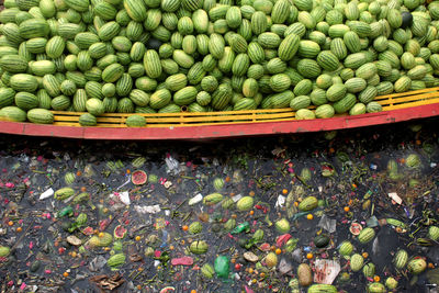 High angle view of fruits for sale in market