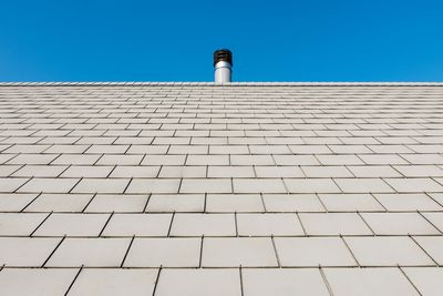 Low angle view of building against clear blue sky