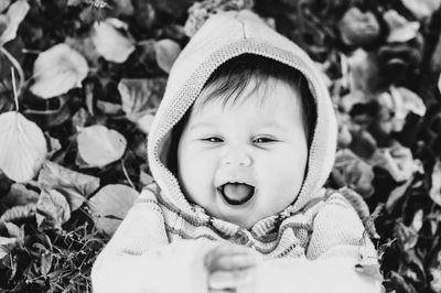 Close-up portrait of smiling boy