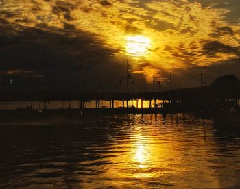 Scenic view of sunset over river