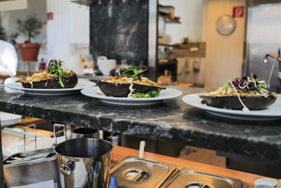 Prepared food ready to be served at the restaurant