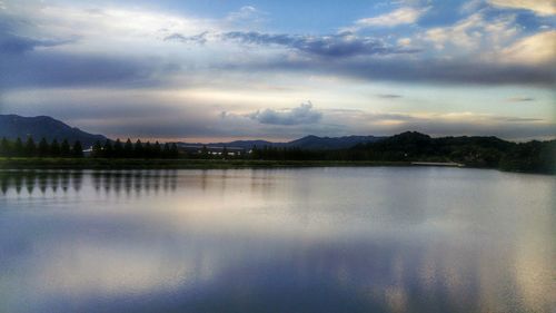 Scenic view of lake against sky