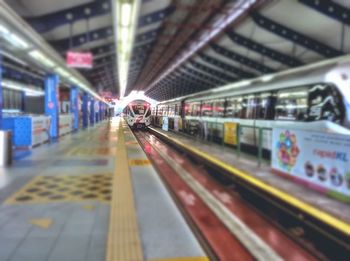 Train on railroad station platform