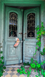 Closed door of building