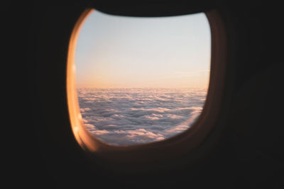 View of sky seen through airplane window