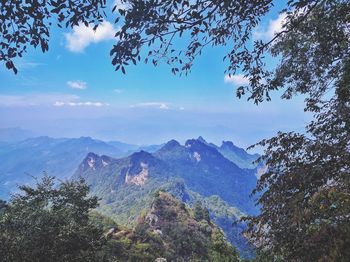 Scenic view of mountains against sky