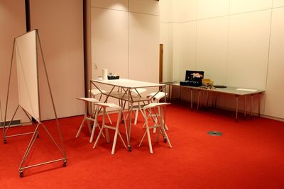 Chairs and tables on table