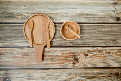 Directly above shot of bread on wooden table