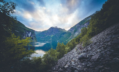 Scenic view of mountains against sky