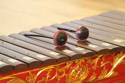 High angle view of gamelan instrument