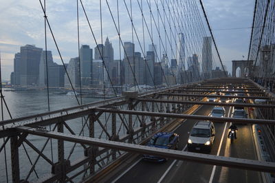 Skyscrapers seen from brooklyn bridge over east river