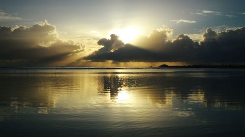 Scenic view of sunset over river