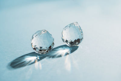 Close-up of crystal ball on table