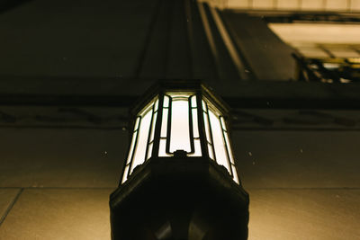 Low angle view of illuminated lamp