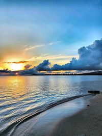 Scenic view of sea against sky at sunset