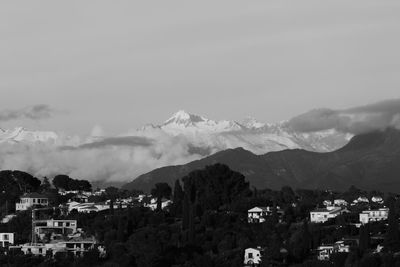 High angle shot of townscape against sky