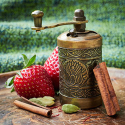 Close-up of strawberries on table