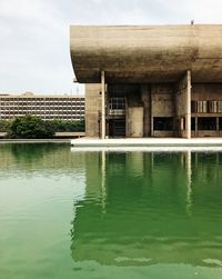 Reflection of building in water